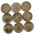 -22- Restsamling 1 kr. 1877-1970 i Sieg-album. - Best: 1 kr 1877, 1-, oppripet.
1914-1917, i omr�det kv. 1, 1915 med flekk adv.
1953 og 1956, kv. 01 og 01 blf.
1958 i 1+(+) / Numisma Mynthandel A/S: kr.  500,-
