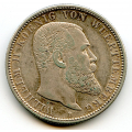 -3- Wurtemberg 2 mark 1907 F, kv. 1+ (XF) / Numisma Mynthandel A/S: kr.  100,-
