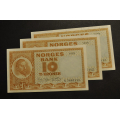 10 kr. 1955 G * Kv. 0/01/0- * Nr. rekkef.Katv. kr.540 - Bilder er sedlene. Usirkulerte. Vurder ogs� fra bilder. Pris KJ�P N� er en(1). Seddel: Ved kj�p av flere er de i nr. rekkef�lge. Du velger antall. IKKE SAL�R.Kun 1 igjen. / Tore Rimstad: NOK  300,-