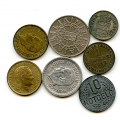 -19- Lot. 7 stk. Europa, VK - To i lavgehalts�lv. By etter bilder. Saarland  100 Fr. 1955, Wiesbaden 10 Pf Notgeld, Hannover 1 Groschen 1858 KM236, Wurttemburg 3 gr. 1847 mv. / Numisma Mynthandel A/S: kr.  100,-