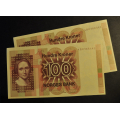 100 kr. 1977 AB * Kv. 0/01 *Nr. rekkef. Katv. kr.410 - Bilder er sedlene. Pene usirkulerte. Vurder ogs� fra bilder. Pris KJ�P N� er 1(en). seddel. Du velger antall. Ved kj�p av flere er de i nr. rekkef�lge. IKKE SAL�R. / Tore Rimstad: kr.  250,-