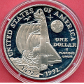 -15- Usa 1$ minnemynt (15), 1992 P, Proof, sm� fl. - 26,73 gram 0,900 s�lv. S�lvverdi pr 22. august er 495 kr. / Numisma Mynthandel A/S: kr.  1,-