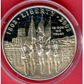 -18- Usa 1$ minnemynt (18), 2002, Proof lett toning. - 26,73 gram 0,900 s�lv. S�lvverdi pr 22. august er 495 kr. / Numisma Mynthandel A/S: kr.  1,-