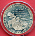 -19- Usa 1$ minnemynt (19), 1995, Proof, toning. Fl. - 26,73 gram 0,900 s�lv. S�lvverdi pr 22. august er 495 kr. / Numisma Mynthandel A/S: kr.  1,-