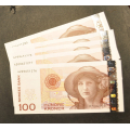 100 kr. 2003 * Kv. 0 * Nr. rekkef. Katv. kr. 180 - Bilder er sedlene.  Pene i kv. 0. Vurder ogs� fra bilder.IKKE SAL�R. / Tore Rimstad: NOK  140,-