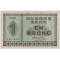 -5- 1 krone 1940A, kv. 1++ - Signatur Meldahl Nielden: / Numisma Mynthandel A/S: kr.  71,-