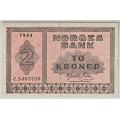 -7- 2 kroner 1944C, kv. 1/1+ - Signatur Meldahl Nielden / Numisma Mynthandel A/S: kr.  88,-