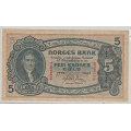 -12- 5 kroner 1943V, kv. 1+ - Signatur Meldahl Nielden / Numisma Mynthandel A/S: kr.  128,-