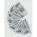 -26- Lott 7 stk 10 kroner 1977, -79 & -82, VK - Kvalitet 1, flekk til 01, by etter bilder.
Signatur Wold/Sag�rd:
1977AA, AK, AP og AS
1979 BN
1982CS x2 (midtbrett p� den ene). / Numisma Mynthandel A/S: kr.  2,-