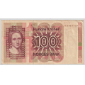 -41- 100 kroner 1977AL, kv. 1/1-, graffiti - Signatur Wold/Sag�rd / Numisma Mynthandel A/S: kr.  53,-