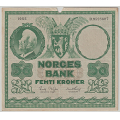 -45- 50 kroner 1955B, kv. 1-/2, avrevet bit oppe. - Signatur Brofoss/Thorp / Numisma Mynthandel A/S: kr.  212,-