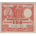 -48- 100 kroner 1961H, kv. 1/1-, stor bretterift oppe. - Signatur Brofoss/Ottesen. Liten bretterift nede vs. / Numisma Mynthandel A/S: kr.  126,-