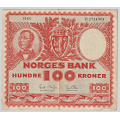 -53- 100 kroner 1960H, kv. 1-, bretterift. - Signatur Brofoss/Ottesen / Numisma Mynthandel A/S: kr.  140,-