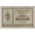 -57- 1 kroner 1944F, kv. 1- - Signatur Meldahl Nielsen. Presset. / Numisma Mynthandel A/S: kr.  13,-