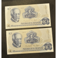 10 kr. 1977 A� Kvalitet 0/0- * Katv. kr. 70 - Bilder er sedlene. Pene usirkulert. Pris KJ�P N� er en (1) sedell. Ved kj�p av flere er de i nr. rekkef�lge. IKKE SAL�R. / Tore Rimstad: kr.  40,-