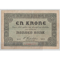 -4- 1 krone 1917 A, kv. 1-, bindersmerke. - Signatur: Cederholm / Numisma Mynthandel A/S: kr.  3,-
