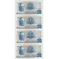 -10- Lott 7 stk. 10 kroner 1984 C, kv. mest 01-0/01 - Signatur: Wold/Sag�rd
1984 CD
6 stk. 1984 C� i rekkef�lge og n�r-rekkef�lge. / Numisma Mynthandel A/S: kr.  98,-