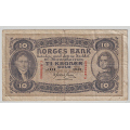 -16- 10 kroner 1943 C, kv. 1-, bretterifter. - Signatur: Meldahl Nielsen / Numisma Mynthandel A/S: kr.  1,-