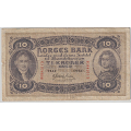-17- 10 kroner 1942 C, kv. 1-, skade p� kant vs. - Signatur: Meldahl Nielsen / Numisma Mynthandel A/S: kr.  1,-