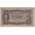 -21- 10 kroner 1927 N, kv. 1-, liten rift nede - Signatur: Cederholm / Numisma Mynthandel A/S: kr.  263,-