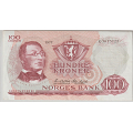 -30- 100 kroner 1977 G,  kv. 1/1- - Signatur: Wold/Sag�rd / Numisma Mynthandel A/S: kr.  105,-