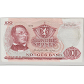 -32- 100 kroner 1977 J,  kv. 1/1+ - Signatur: Wold/Sag�rd / Numisma Mynthandel A/S: kr.  128,-
