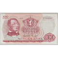 -33- 100 kroner 1977 E,  kv. 1/1+ - Signatur: Wold/Sag�rd / Numisma Mynthandel A/S: kr.  128,-
