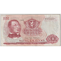 -40- 100 kroner 1970 X, erstatning, kv. 1-, rift hs. - Signatur: Brofoss/�degaard / Numisma Mynthandel A/S: kr.  20,-
