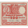 -45- 100 kroner 1961 H,  kv. 1/1-, rufsete kant vs. - Signatur: Brofoss/Ottesen / Numisma Mynthandel A/S: kr.  212,-