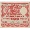 -46- 100 kroner 1960 H,  kv. 1/1-, sm�rifter hs. - Signatur: Brofoss/Ottesen.

Rufsete kant hs. / Numisma Mynthandel A/S: kr.  212,-