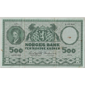 -55- 500 kroner 1975 A,  kv. 1/1-, flekker - Signatur: Wold/�degaard / Numisma Mynthandel A/S: kr.  1,-