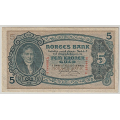 -9- 5 kroner 1944V, kv. 1+ - Signatur, Meldahl Nielsen. / Numisma Mynthandel A/S: kr.  172,-