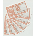 -12- Lott 8 stk. 10 kroner 1972E&F, nummerrekkef, VK - Signatur, Wold, �degaard:
Kvalitet hovedsakelig  01
7 i nummerrekkef�lge, E.8167236-238 & F.0288666-669. Unntaket 72E 0728547 er kun kv. 1 / Numisma Mynthandel A/S: kr.  215,-
