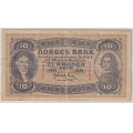 -15- 10 kroner 1936U, kv. 1-, stor bretterift oppe. - Signatur, Meldahl Nielsen. / Numisma Mynthandel A/S: kr.  1,-