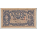 -16- 10 kroner 1934T, kv. 1 - Signatur, Cederholm. / Numisma Mynthandel A/S: kr.  158,-