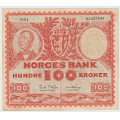 -22- 100 kroner 1954D, kv. 1- - Signatur, Brofoss, Thorp. / Numisma Mynthandel A/S: kr.  3,-
