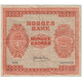 -23- 100 kroner 1945A, kv. 1-, stor bretterift oppe. - Signatur, Meldahl Nielsen. / Numisma Mynthandel A/S: kr.  1,-