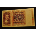 100 kr. 1977 Q D Br. �rst. Kv. 0/01 * Katv. kr. 1070 * - Bilder er seddelen du f�r. Vurder fra bilder. Katalogverdi satt ut fra brunt �rstall. / Tore Rimstad: kr.  100,-