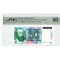 -28- 50 kroner 1995, sisteutgave, PMG65 Unc. - Signatur, Moland, Johansen. Pic 42F

PMG ref. 2077117-001 / Numisma Mynthandel A/S: kr.  297,-