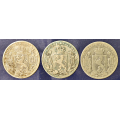 -9- Lott 3 stk. 25 �rer 1896, 1898 & 1902, VK - NM70. 1896, kv. 1, oppripet, smuss.
NM71. 1898, kv. 1/1-
NM75. 1902, kv. 1- / Numisma Mynthandel A/S: kr.  1,-