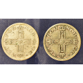 -10- Lott 2 stk. 25 �rer 1909 & 1915, VK - NM76. 1909, kv. 1
NM81. 1915, kv. god 1, smuss / Numisma Mynthandel A/S: kr.  2,-