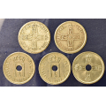 -13- Lott 5 stk. 25 �rer 1919-1940, VK - NM85. 2x 1919, kv. 1/1- & 1
NM89. 1922 mh, kv. god 1
NM90. 1923 mh, kv. 1, kh.
NM96. 1940, kv. 01+ / Numisma Mynthandel A/S: kr.  1,-
