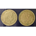 -29- Lott 2 stk. 2 kroner 1917, kv. 1/1+ og 1+ - NM14. Litt rester av PVC p� den fineste. / Numisma Mynthandel A/S: kr.  107,-