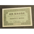 1 kr. 1917 F * kv. 0- *katv. kr. 1600 - Bilder er seddelen du f�r. Pen usirkulert. Sjelden seddel i denne kvalitet. Vurder ogs� fra bilder. / Tore Rimstad: NOK  500,-