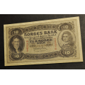 10 kr. 1942 B * Kv. 1+/01  * Katv. kr. 525 * - Bilder er seddelen du f�r. N�r kv. 01.Vurder ogs� fra bilder. / Tore Rimstad: NOK  100,-